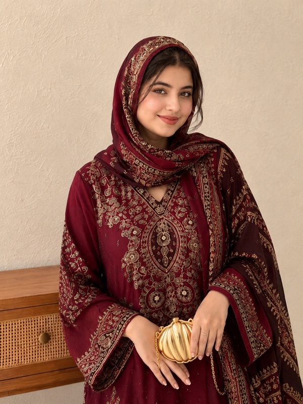 Royal Maroon Muslin Suit [MS010]