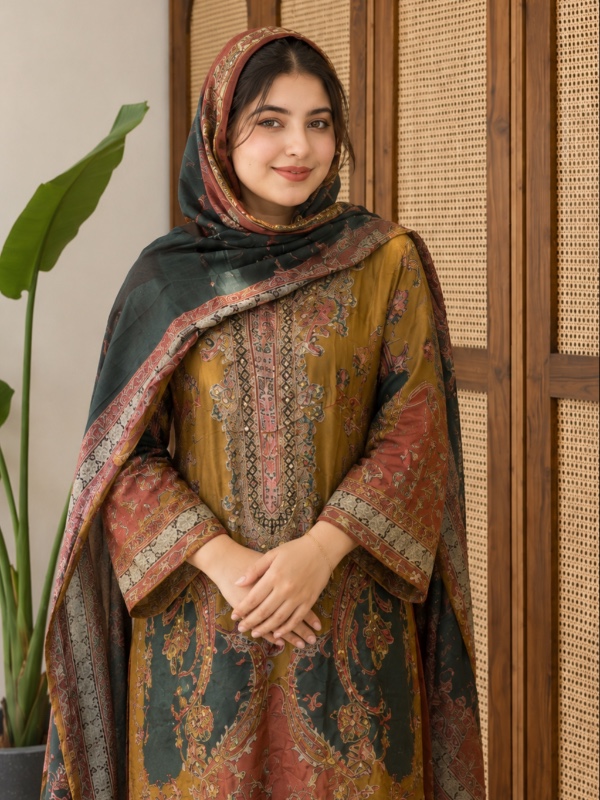 Mustard Muslin Silk Suit [MS009]