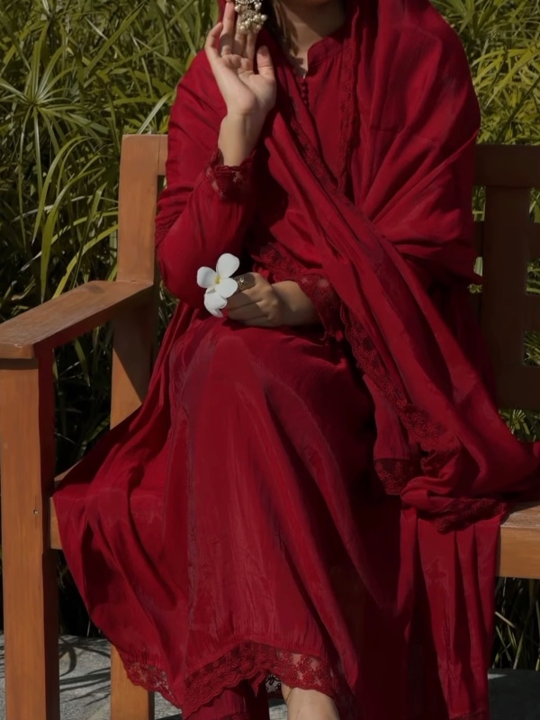 Maroon Red Net Lace Anarkali  [SC003]