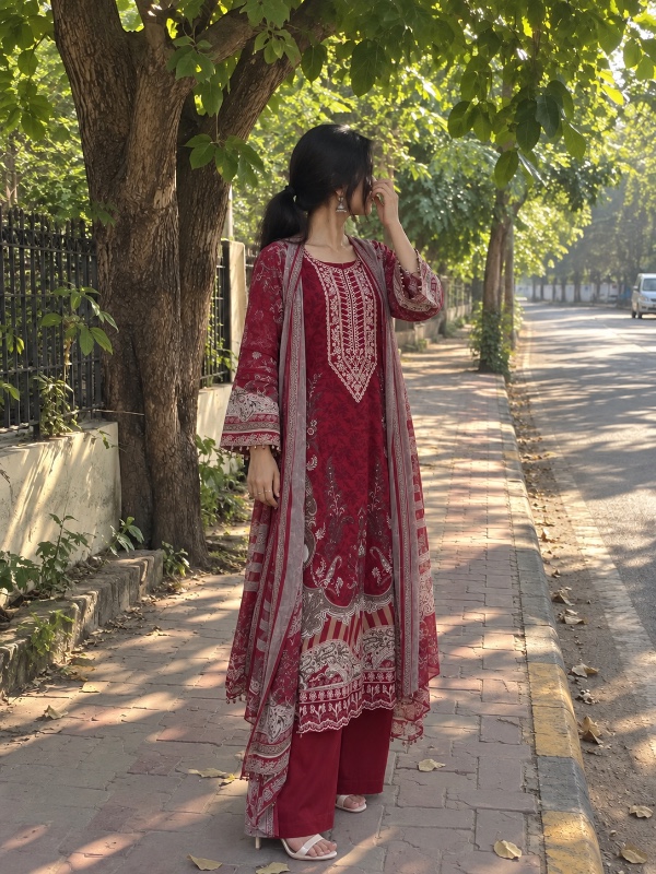 Maroon Baroque Pakistani Suit [PC046]