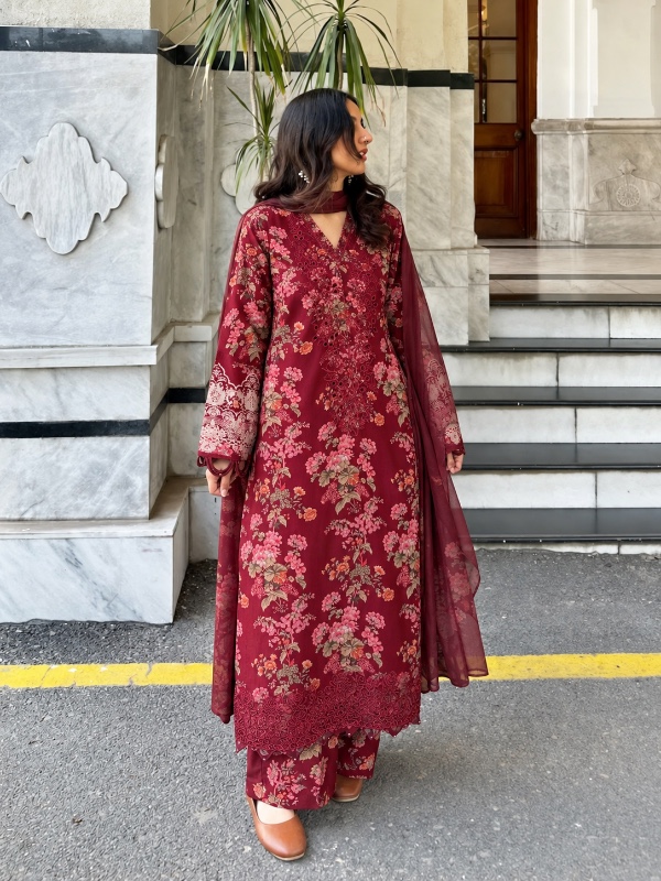 Cherry red Floral Paksuit [PC050]