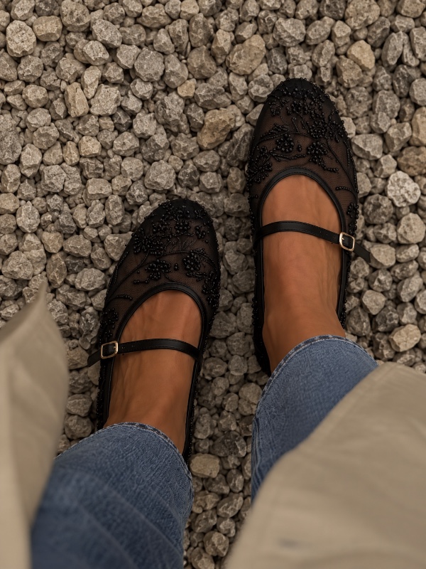 Pearl Black Ballet Flats [FW002]