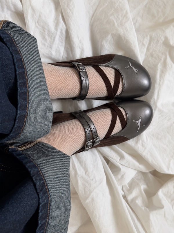 Espresso & Silver SpeedCat Ballet Flats [FW004]