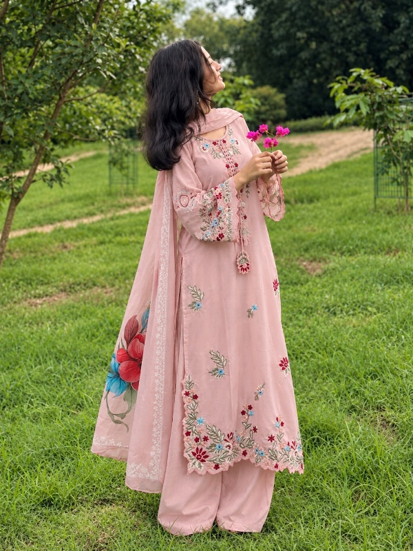 Blush Floral Cotton Satin Paksuit [PC072]