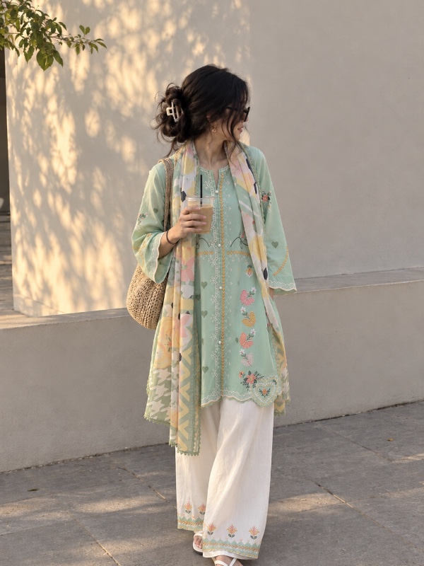 Mint Green Floral Farshi Suit [PC076]