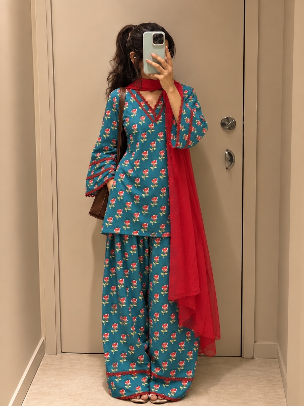 Peacock Floral Farshi Suit [PC077]
